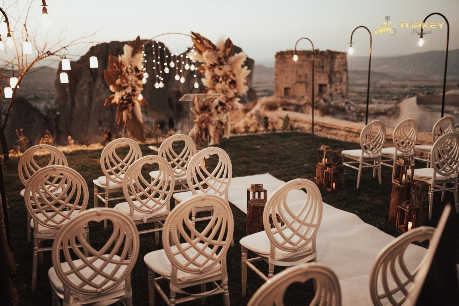 View of Uchisar Castle from a distance during photoshoot